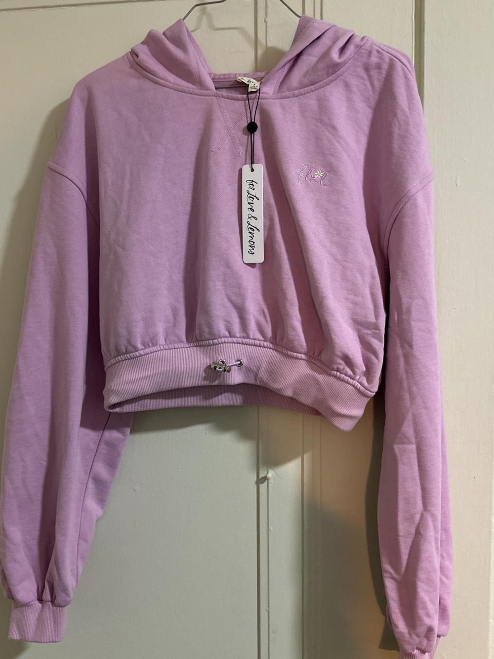For Love & Lemons Cropped Lilac Hooded Pullover